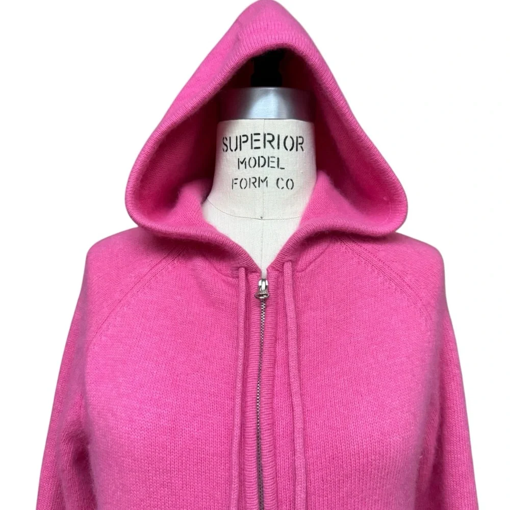 Isaac Mizrahi For Target Angora Wool Hoodie Women’s M Pink Full Zip Up Cardigan - Picture 3 of 10